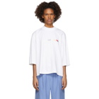 Pyer Moss White Cropped Classic Logo Mock Neck T-Shirt