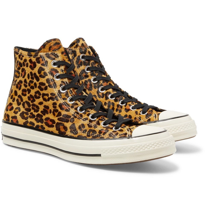 Photo: Converse - 1970s Chuck Taylor All Star Leopard-Print Faux Calf Hair High-Top Sneakers - Leopard print