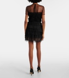 Costarellos Hayla tulle and chantilly lace minidress