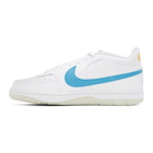Nike White and Blue Sky Force 3/4 Sneakers