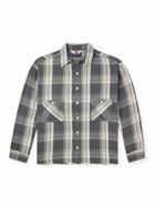SAINT Mxxxxxx - Distressed Checked Cotton-Flannel Shirt - Black
