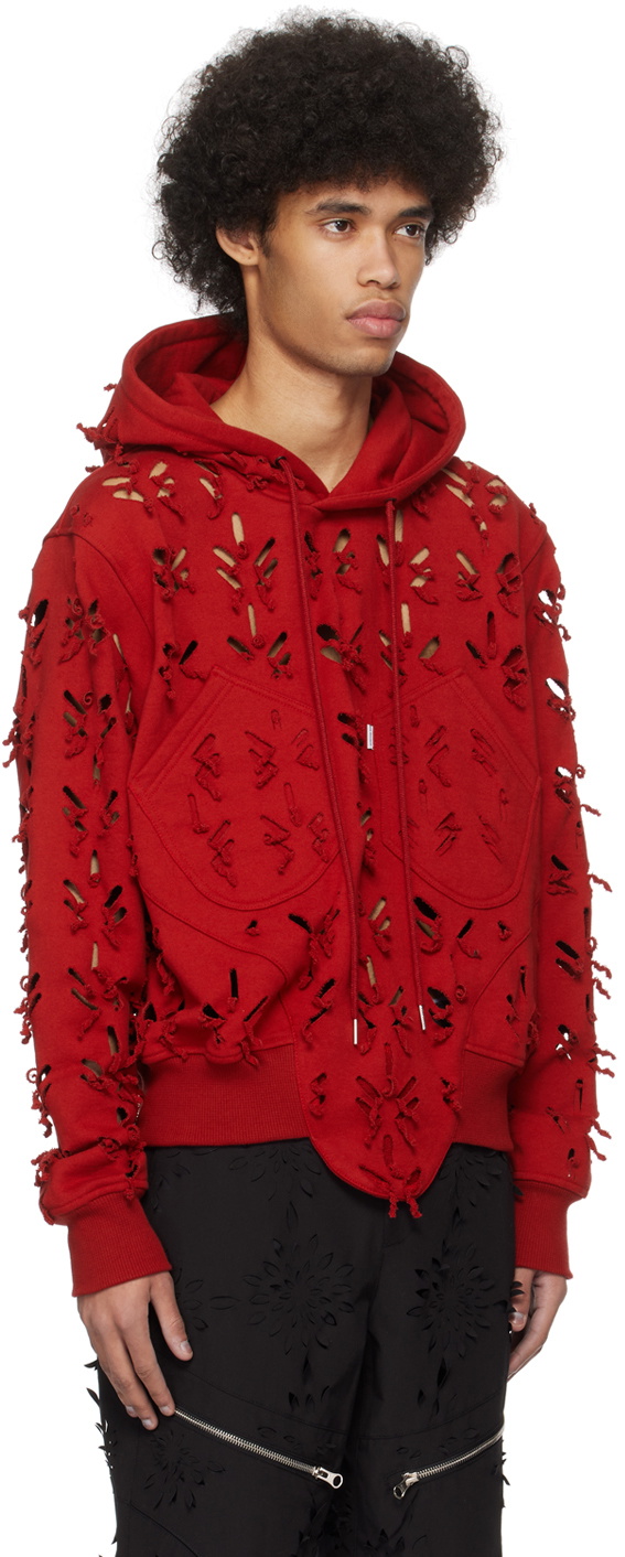 Juntae Kim Red Slashed Hoodie