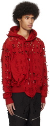 Juntae Kim Red Slashed Hoodie