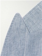 Brunello Cucinelli - Double-Breasted Striped Linen Suit Jacket - Blue