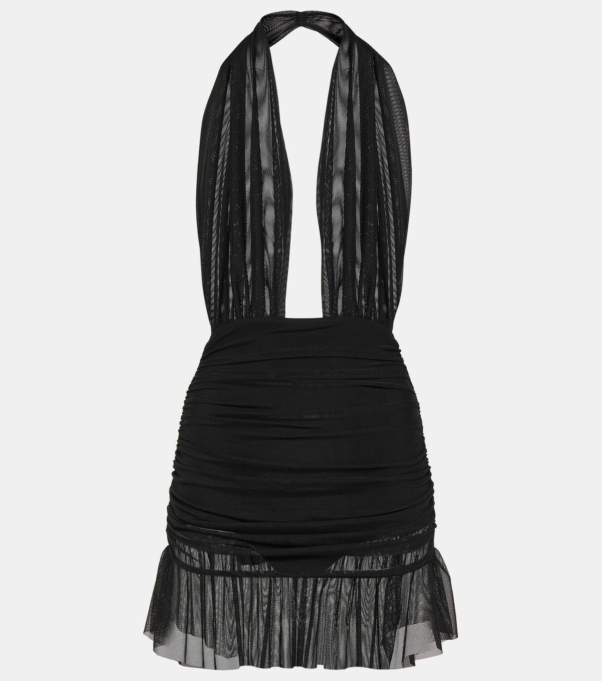 NORMA KAMALI KK129SPL056001 関税送料込 Norma Kamali Ruffled halterneck chiffon minidress Norma Kamali