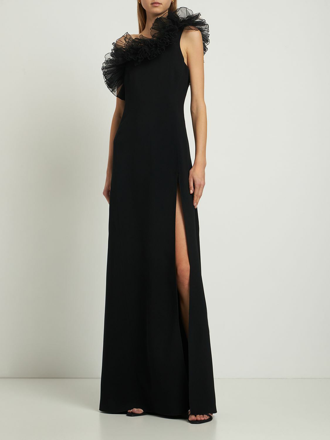 GIAMBATTISTA VALLI Ruffled Cady One Shoulder Long Dress