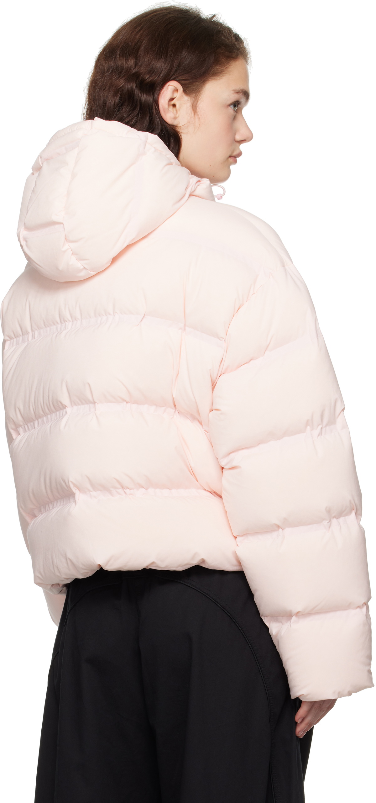 Alexander Wang Pink Cropped Hooded Puffer Down Coat