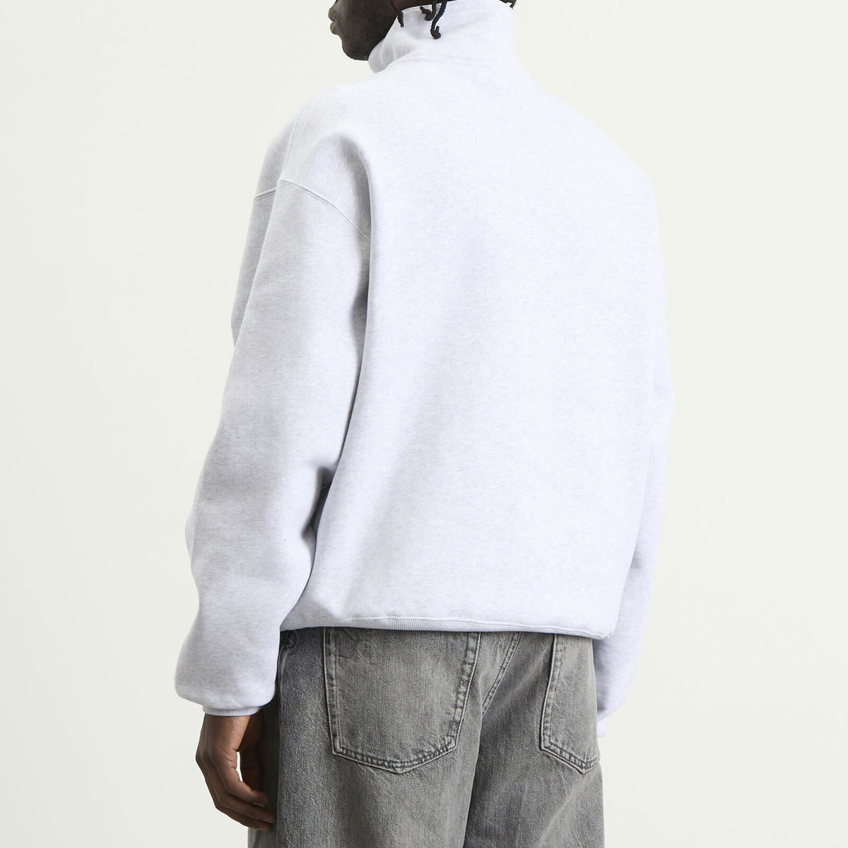 Jacquemus Men's Grosgrain Zip Sweatshirt in Grey