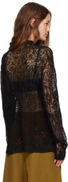 Bode Black Blooming Threadwork Shirt