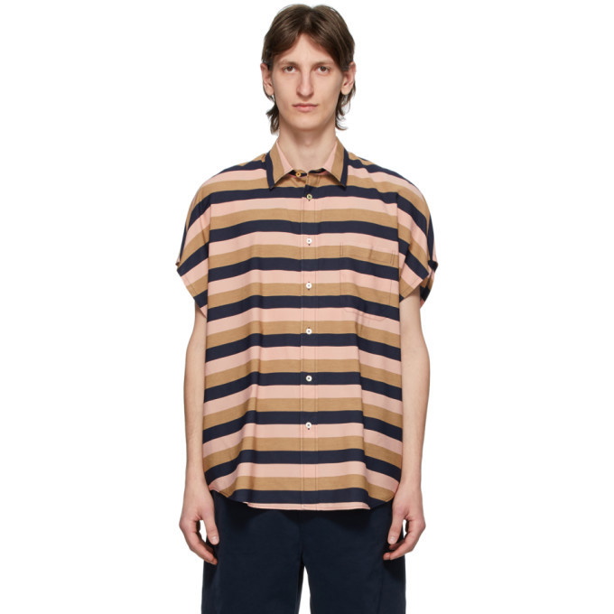 Photo: Paul Smith Pink and Brown Striped Short Sleeve Shirt