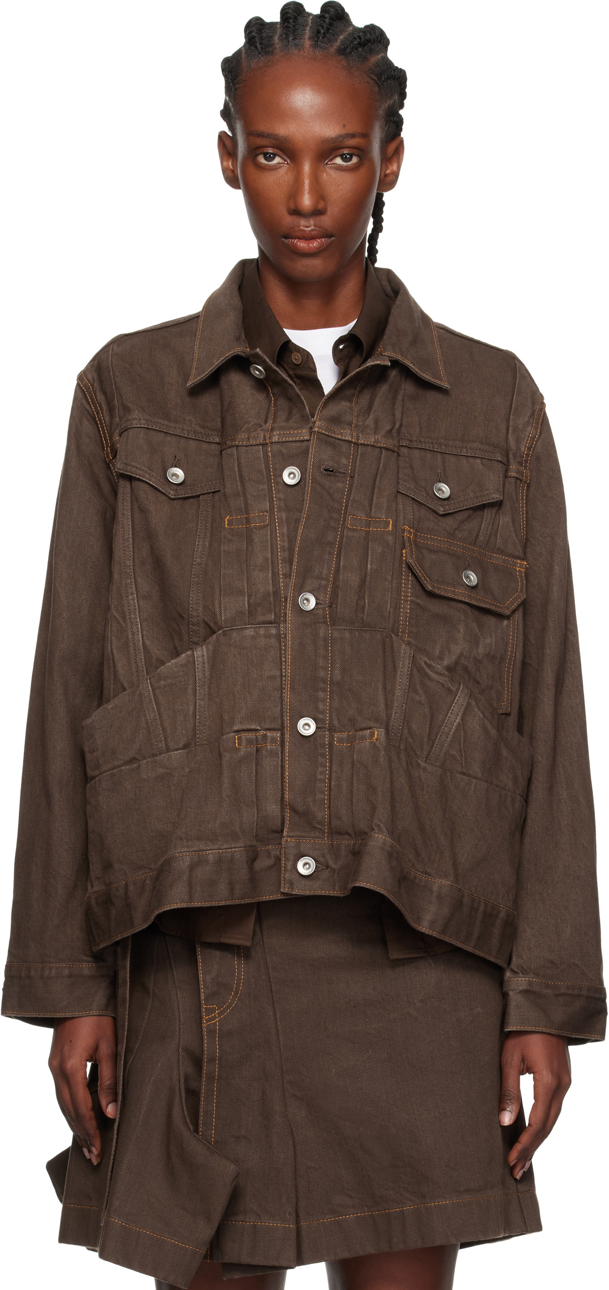 sacai Navy Wool Melton & Denim Jacket Sacai