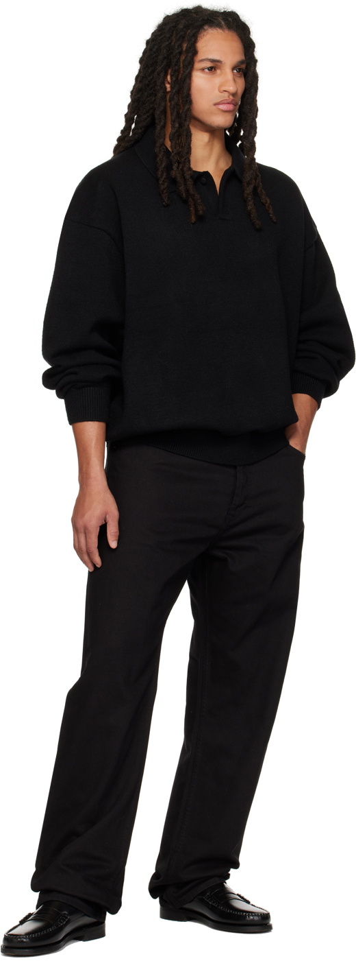Essentials Black Spread Collar Polo