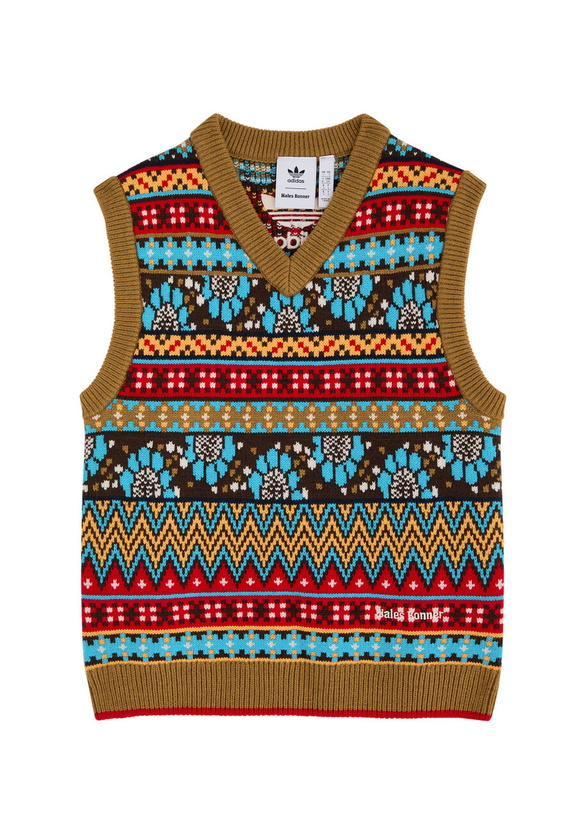 Photo: Adidas X Wales Bonner Logo Intarsia Knitted Vest Multicoloured