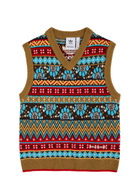 Adidas X Wales Bonner Logo Intarsia Knitted Vest Multicoloured