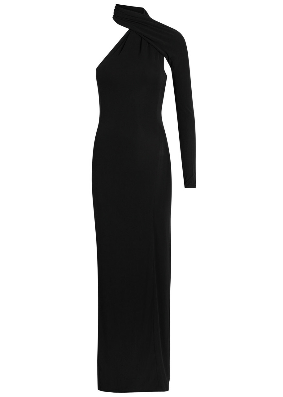 Courrèges One-shoulder Stretch-crepe Gown Black