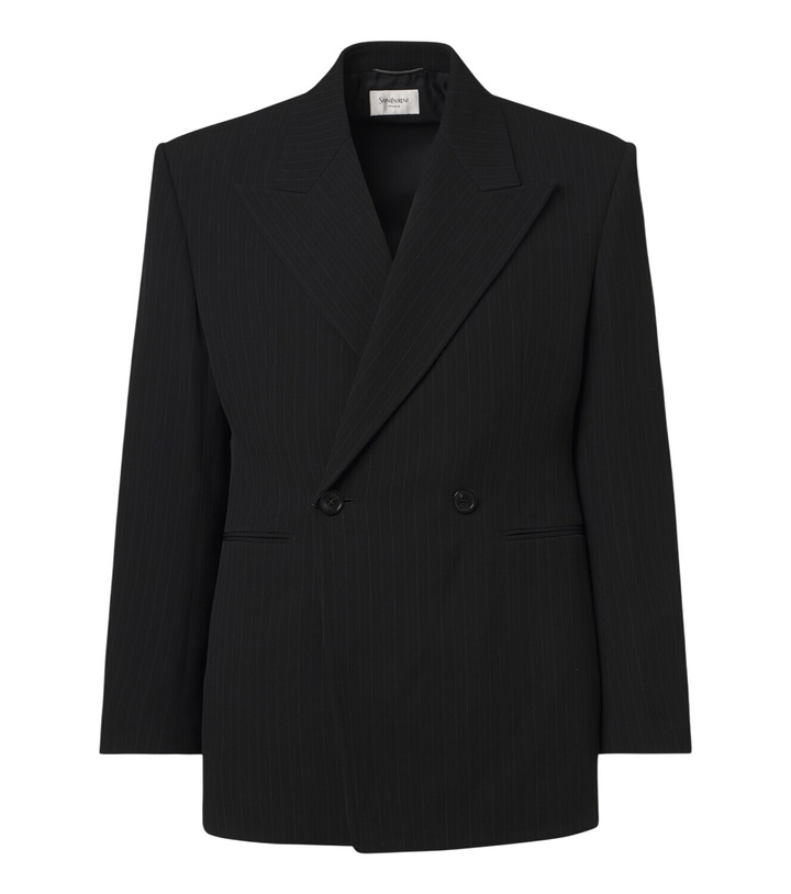 Photo: Saint Laurent Chalk stripe wool-blend grain de poudre blazer