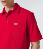 Moncler Leather-trimmed cotton piqué polo shirt