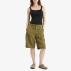Good American Women's Lite Linen Bermuda Short in Martini Olive