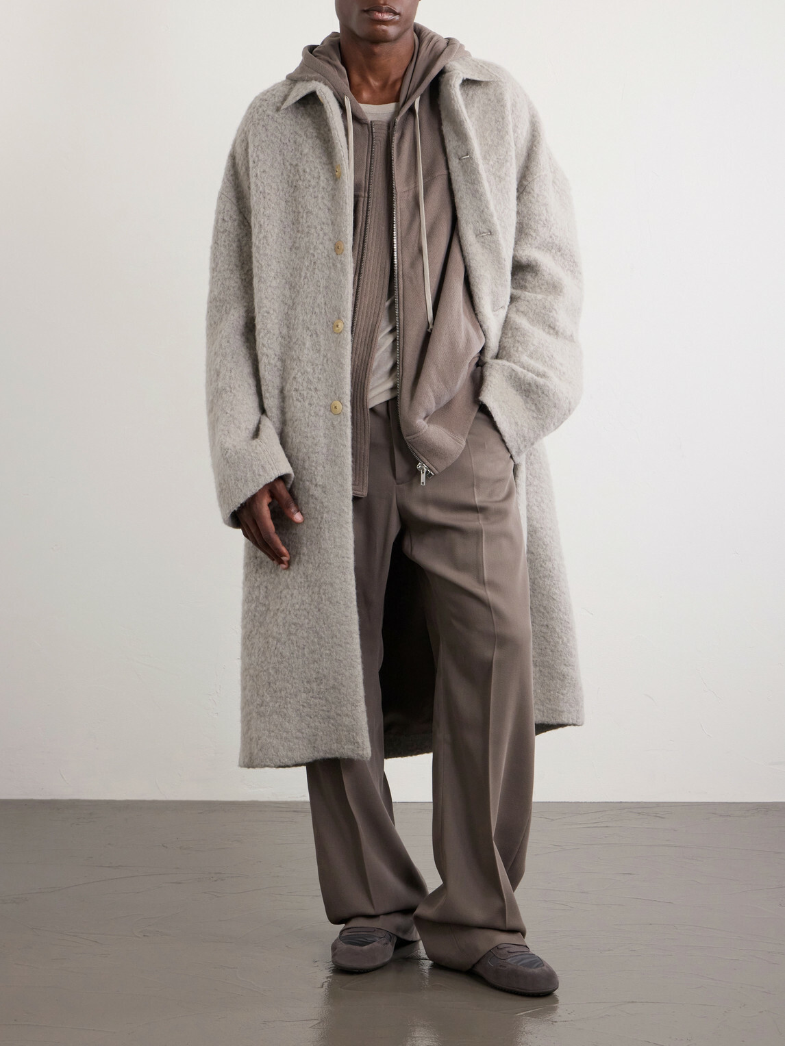 Rick Owens - Brad Alpaca-Blend Bouclé Coat - Gray