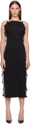 VAILLANT Black Square Neck Midi Dress