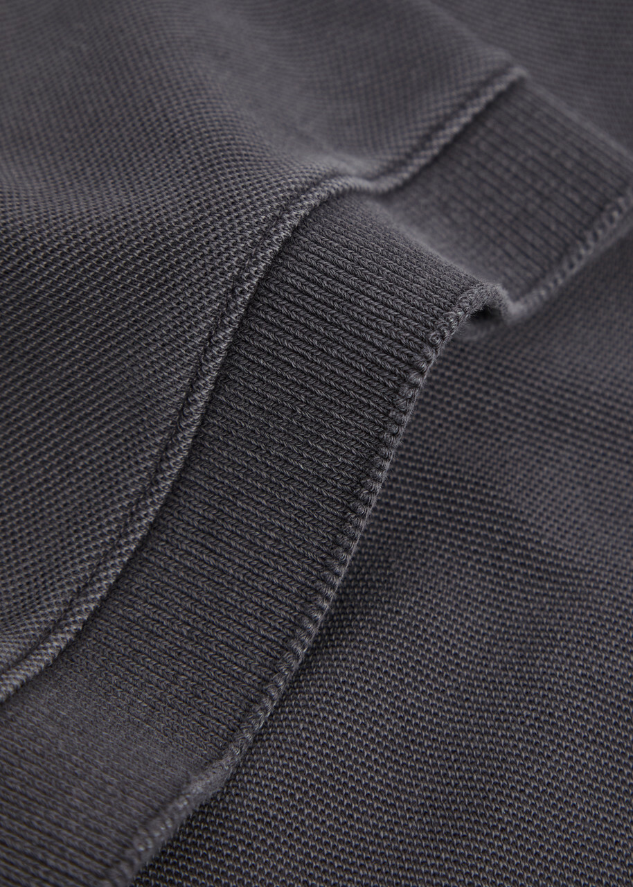 Agolde Curren Piqué Cotton Polo Shirt Charcoal