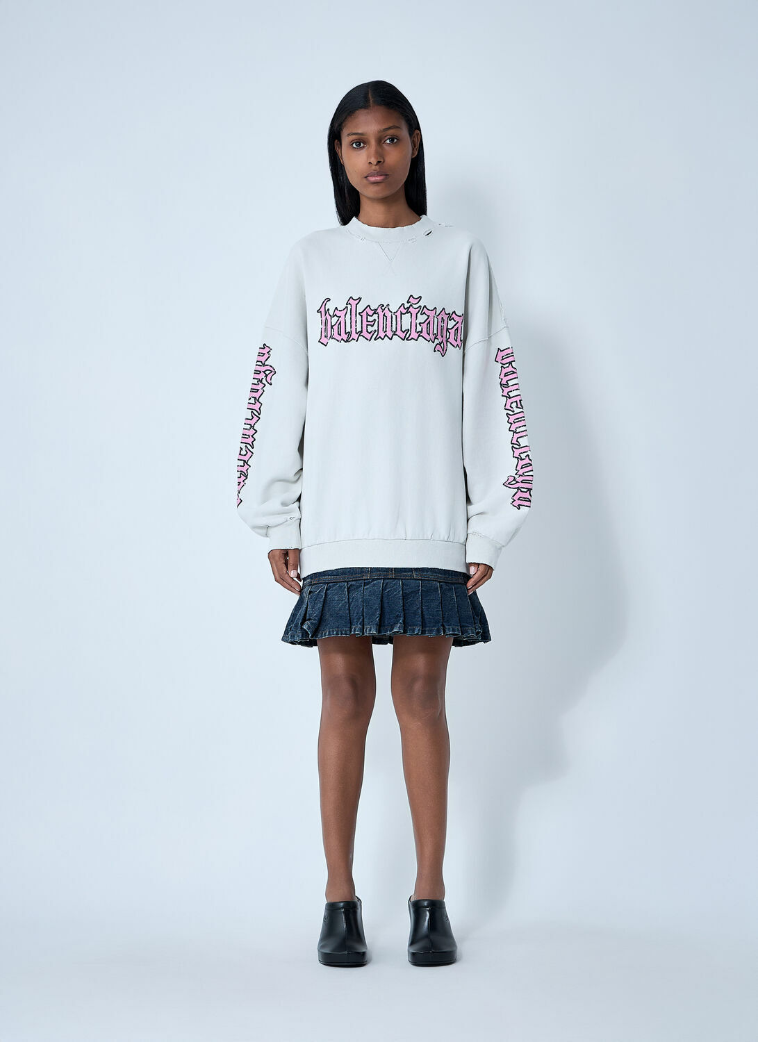 Balenciaga Logo Motif Sweatshirt Dress