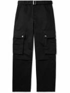 Jacquemus - Tapered Belted Cotton and Linen-Blend Twill Cargo Trousers - Black