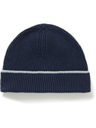 Brunello Cucinelli - Striped Ribbed Cotton Beanie - Blue