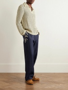 Kartik Research - Pleated Embroidered Wool Trousers - Blue