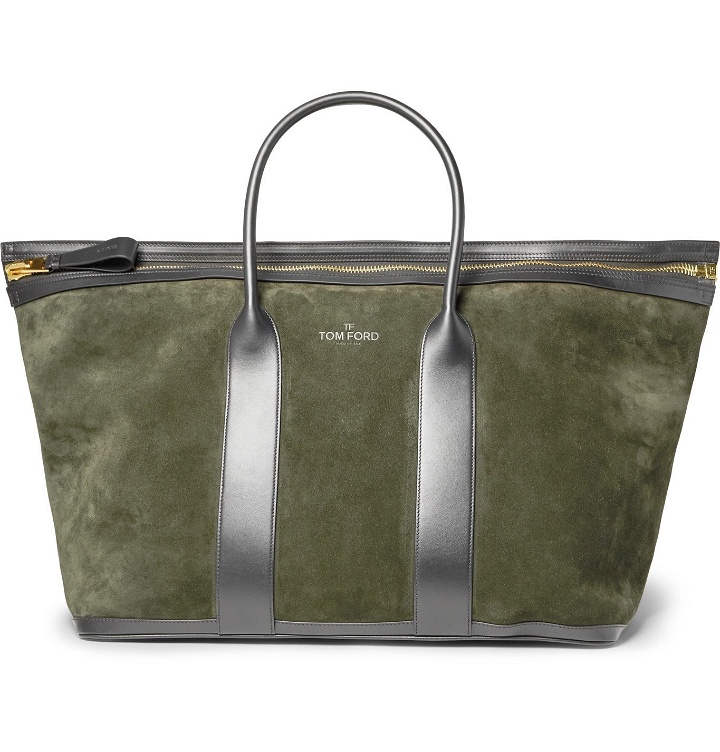 Photo: TOM FORD - Leather-Trimmed Suede Holdall - Green