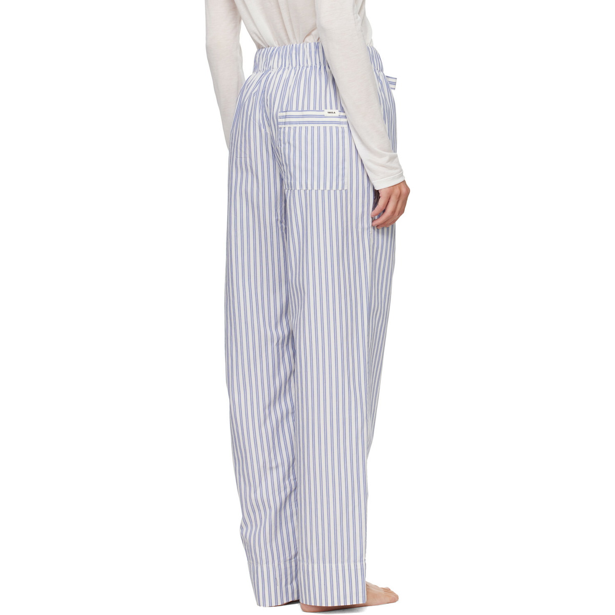 Tekla Blue & White Poplin Pyjama Pants