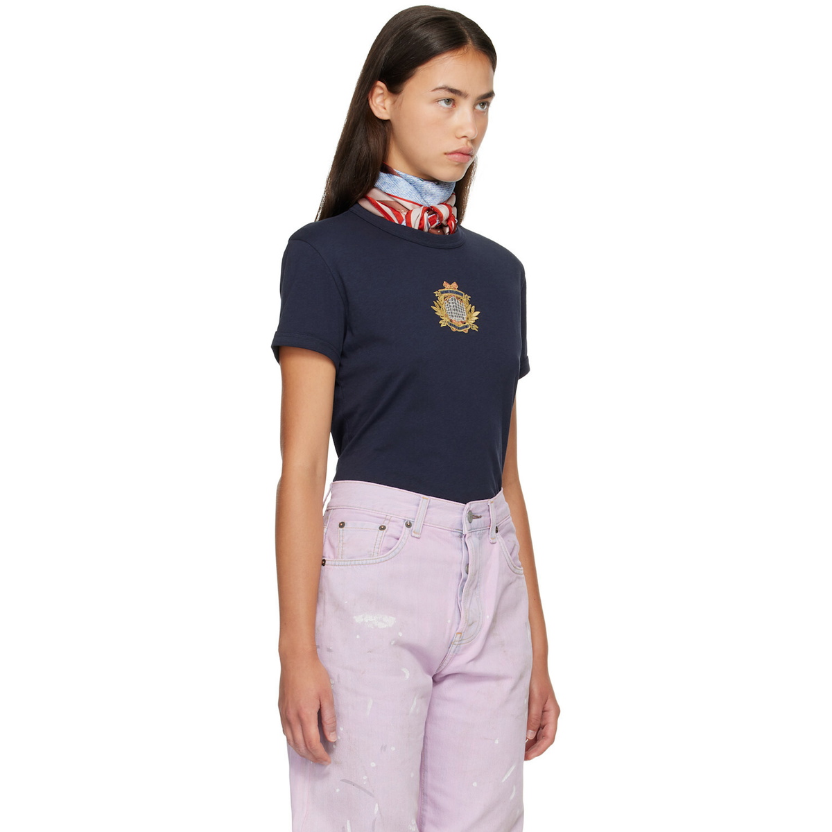 Acne Studios Navy Crest Logo T-shirt