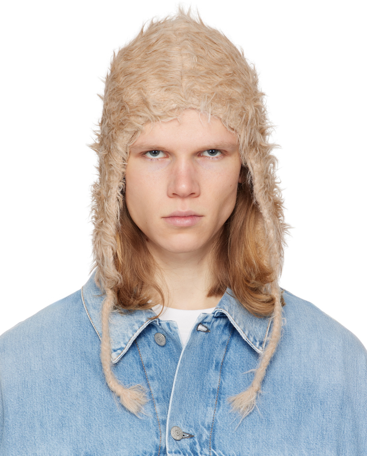 Acne Studios Off-White Fluffy Square Beanie Acne Studios