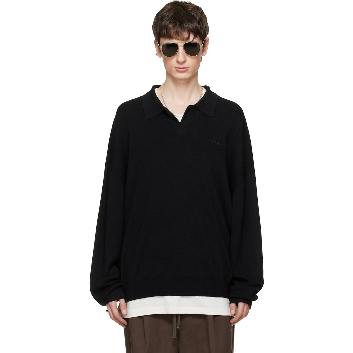 Fear of God ESSENTIALS Black Signature 90s Knit Polo