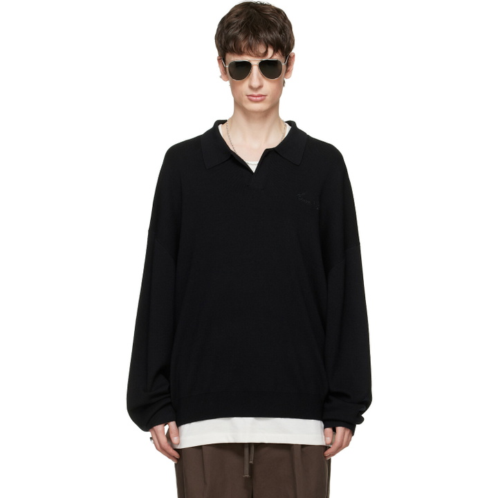 Photo: Fear of God ESSENTIALS Black Signature 90s Knit Polo
