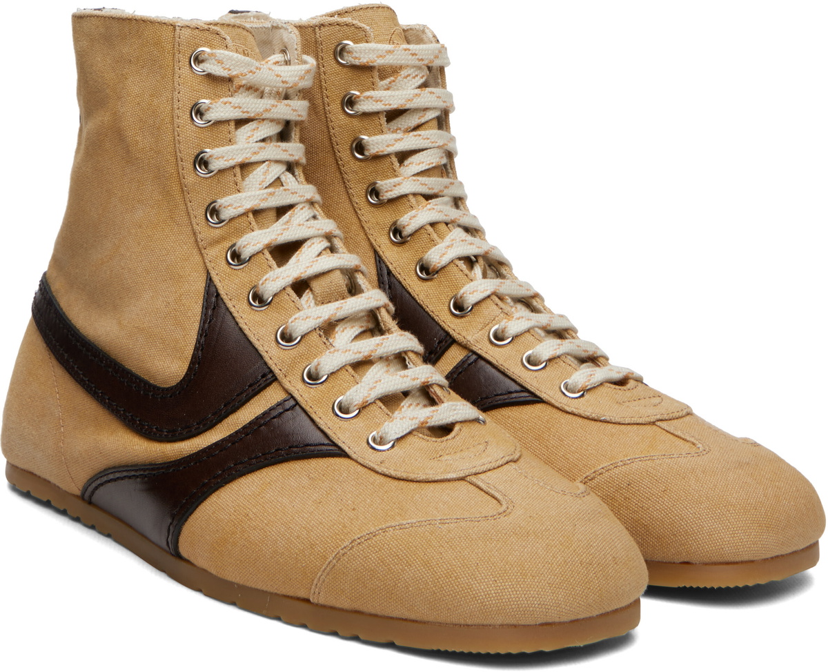 Dries Van Noten Beige Canvas High Top Sneakers