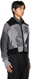 Feng Chen Wang Gray Graphic Zip Sweater