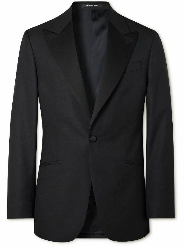 Photo: Richard James - Slim-Fit Wool Tuxedo Jacket - Black