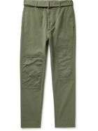 Officine Générale - Edouard Tapered Belted Garment-Dyed Stretch-Cotton Twill Trousers - Green