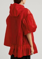 Simone Rocha Ruffled Hooded Nylon Poncho Red