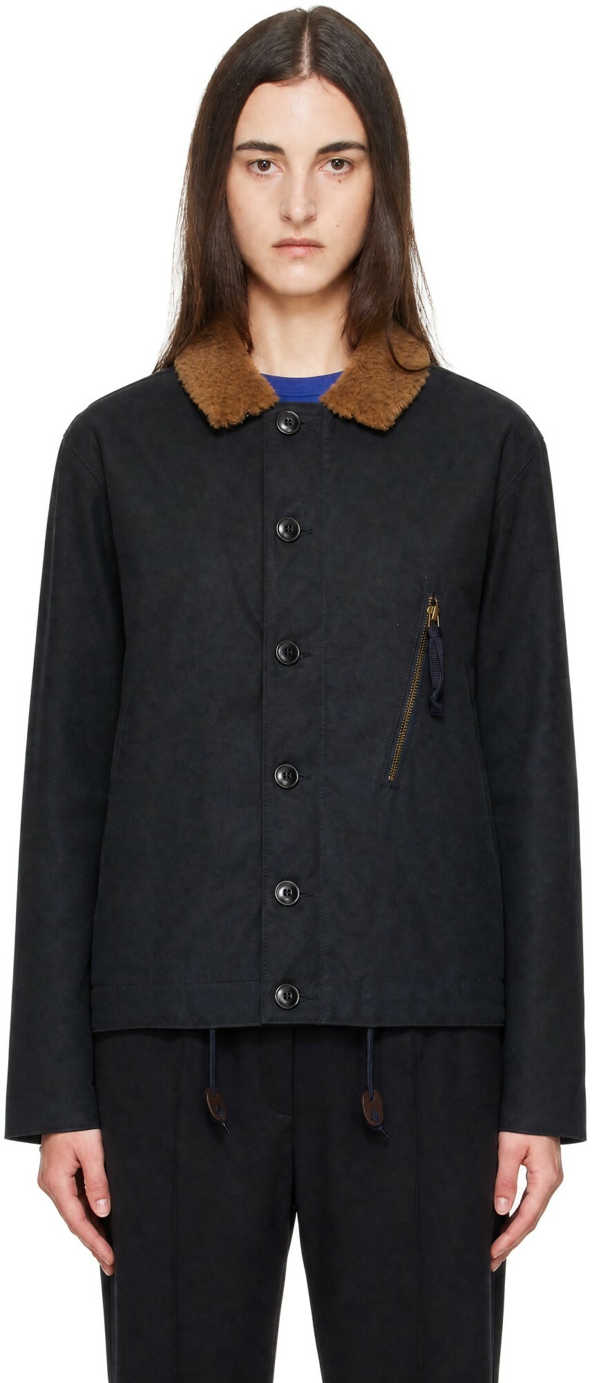 Barbour Navy Macklow Waxed Jacket