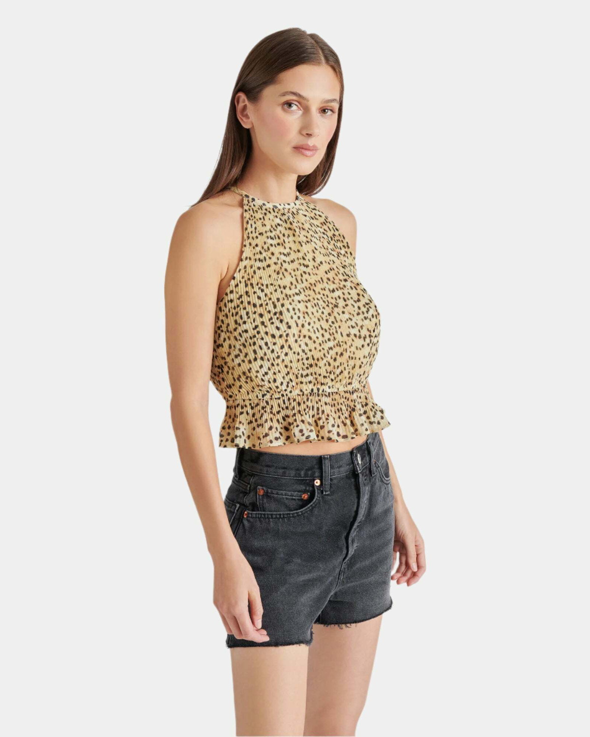 Steve Madden Emil Top Leopard Tops in Tan