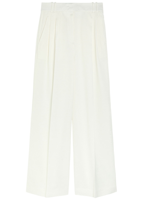 Photo: Another Tomorrow Pleated Wide-leg Trousers White
