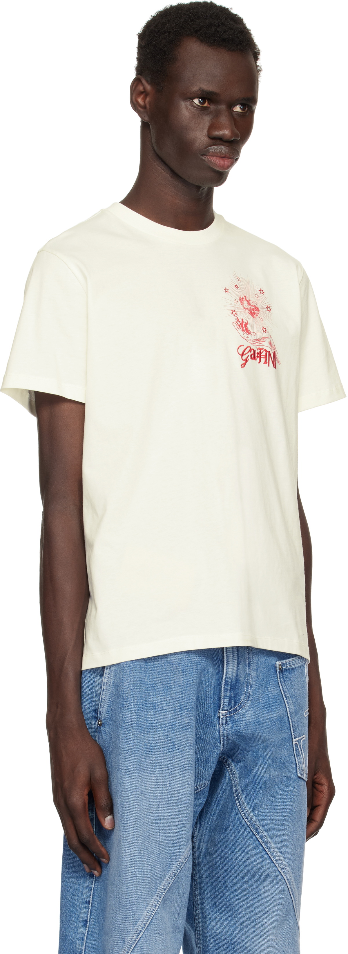 GANNI Off-White Celestial Poster Relaxed T-shirt GANNI