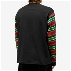 Awake NY Men's Long Sleeve 94 Stripe T-Shirt in Black Multi