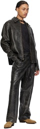 GUESS USA Black Collar Leather Jacket