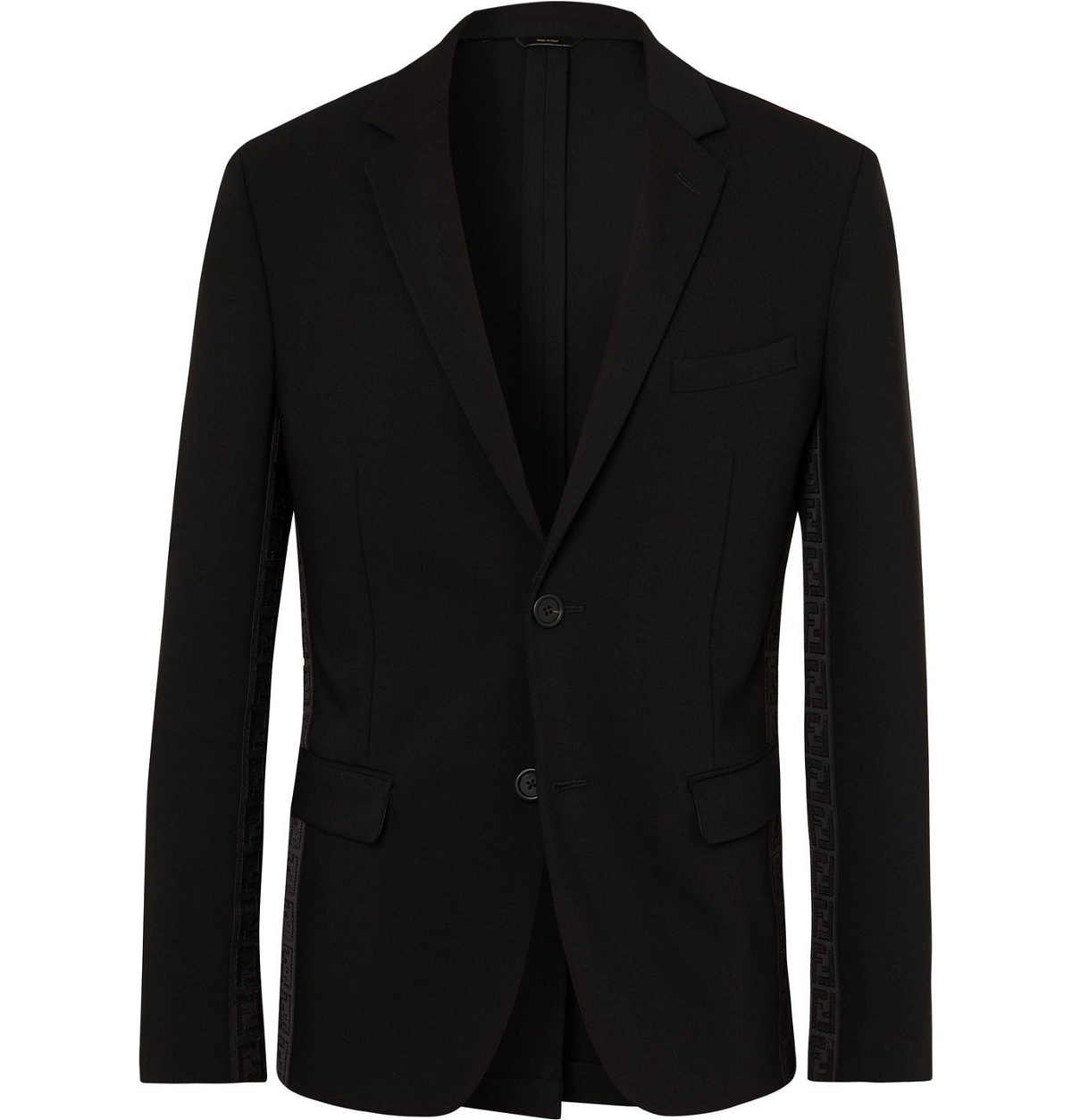 Fendi - Slim-Fit Logo-Jacquard Webbing-Trimmed Virgin Wool-Blend Suit ...
