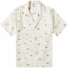 Bode Men's Sheer Camel Vacation Shirt in White Multi