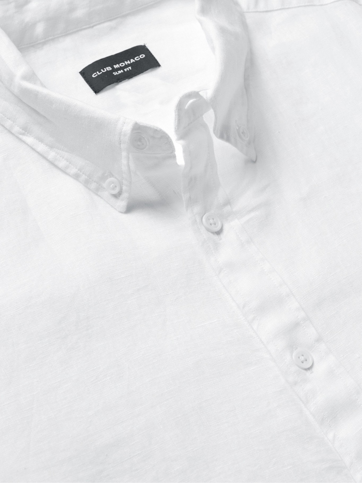 CLUB MONACO - Button-Down Collar Linen Shirt - White - M Club Monaco