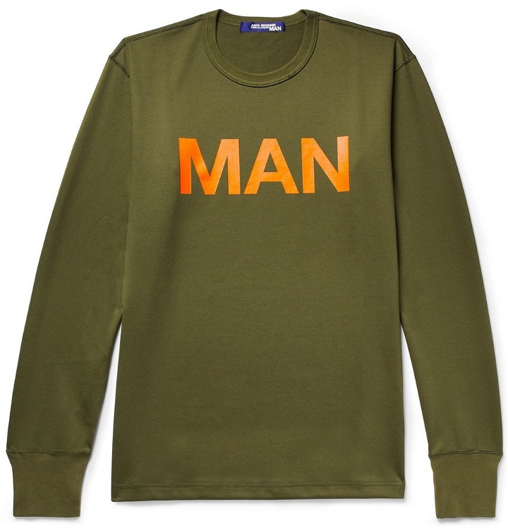 Photo: Junya Watanabe - Printed Loopback Cotton-Jersey Sweatshirt - Men - Army green